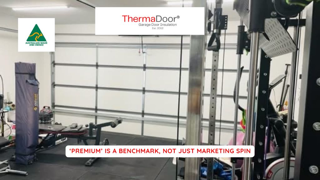 Close up of insulated garage door panels highlighting ThermaDoor Premium as the true benchmark in insulation