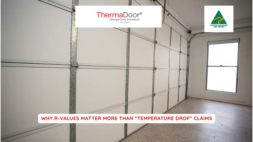 Insulated garage door with ThermaDoor Premium panels installed, showing R-value performance for Australian homes.