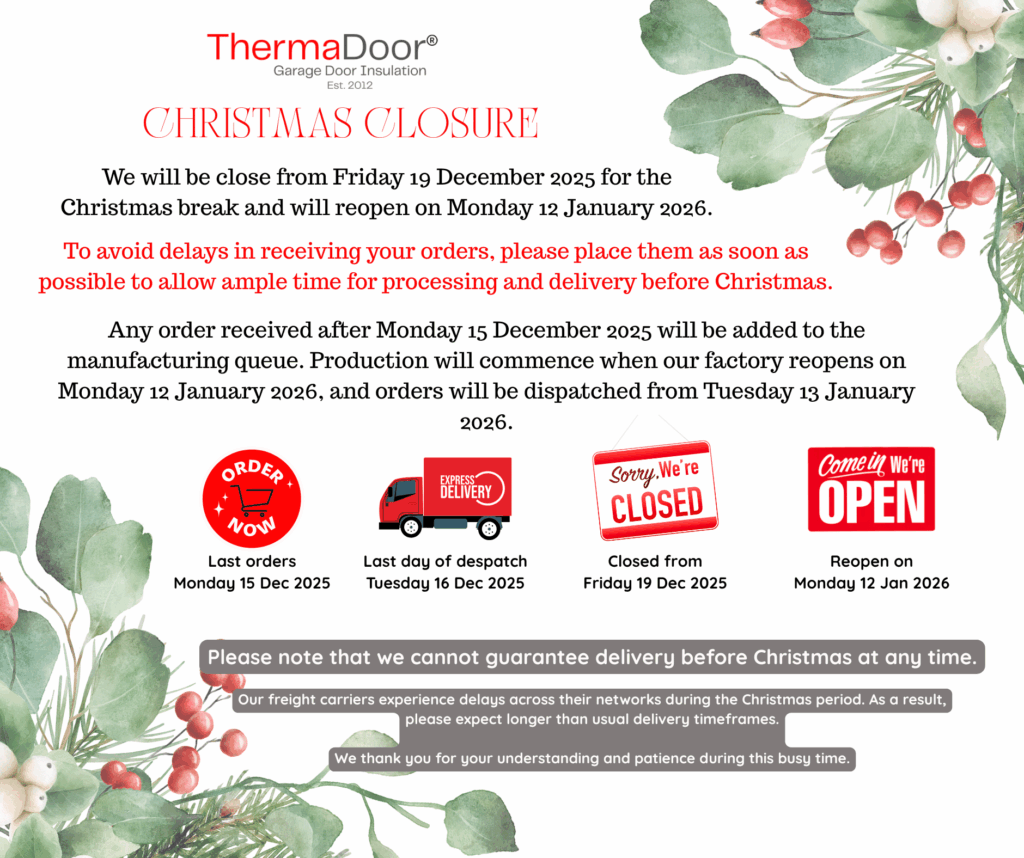 ThermaDoor Christmas closure dates and shipping info
