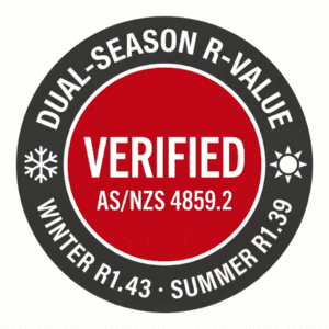 ThermaDoor Dual-Season R-Value Badge — Verified Winter R1.43 Summer R1.39 to AS/NZS 4859.2
