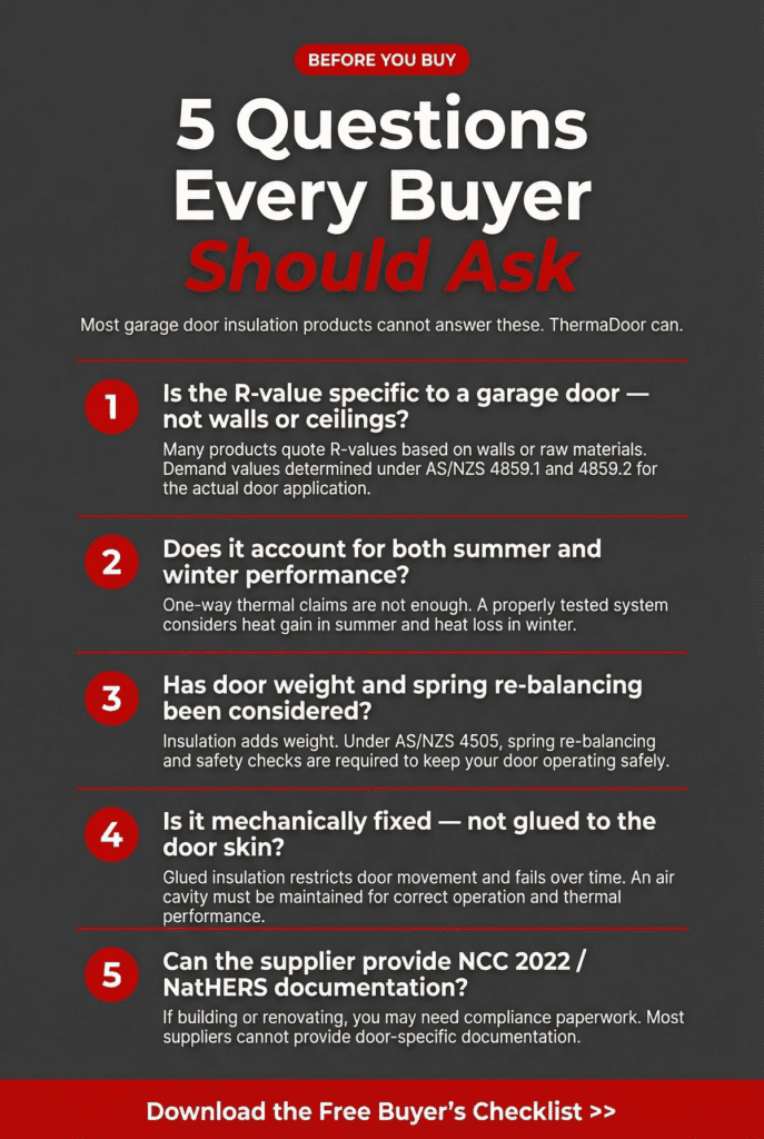 ThermaDoor garage door insulation buyer's checklist - 5 questions every buyer should ask about garage door insulation