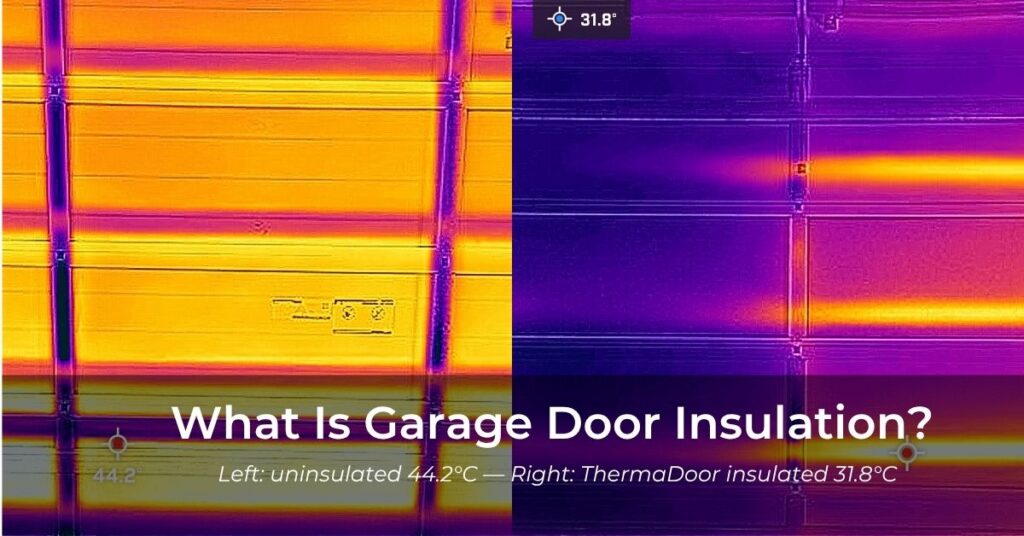 What is garage door insulation — FLIR thermal comparison showing insulated vs uninsulated garage door