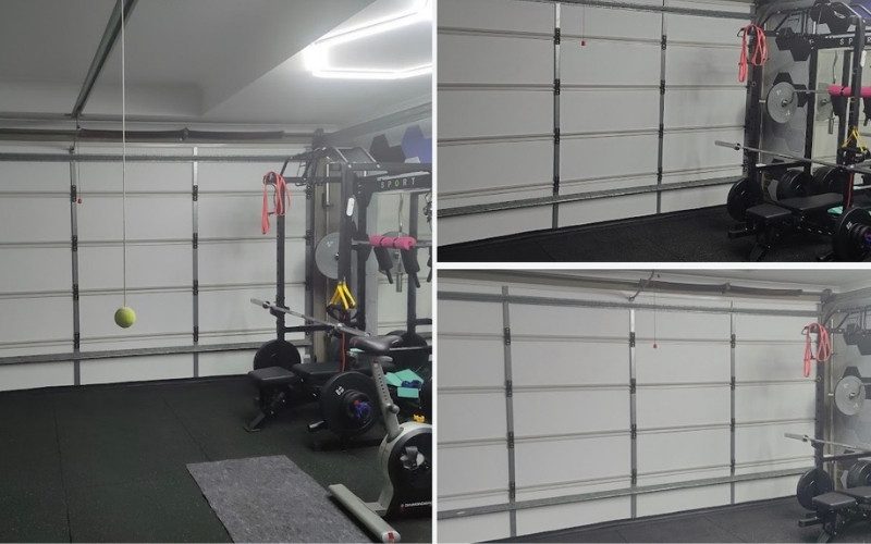 ThermaDoor garage door insulation installed in a home gym — Melbourne, Victoria