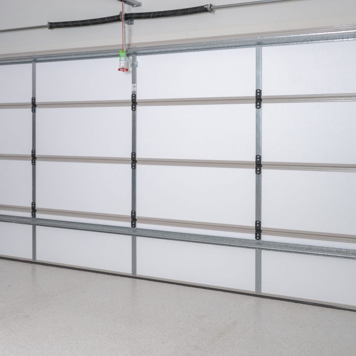 Double garage door fully fitted with ThermaDoor insulation panels.